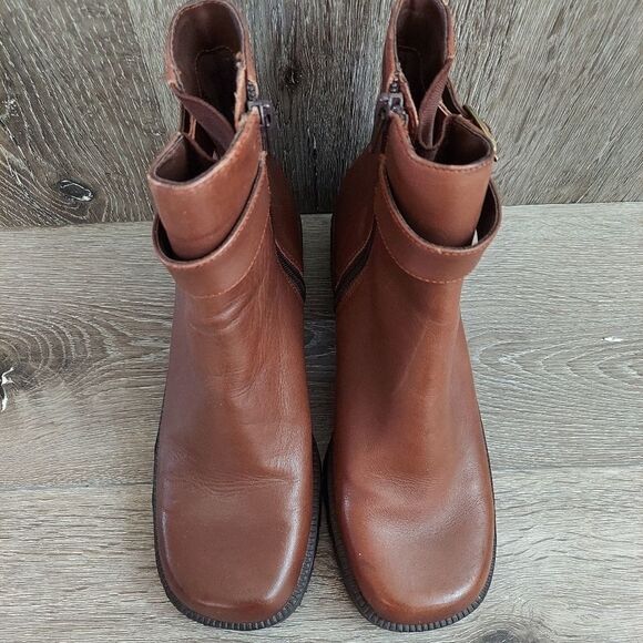 Vintage 90s Nicole 'Huey' Brown Leather Chunky Boots Size 7.5 - Picture 3 of 10